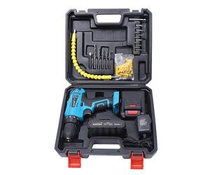 KATSU Trapano avvitatore a batteria da 18 V con kit accessori + asta flessibile + punta doppia + 5 punte + 6 punte per cacciavite con 1 prolunga + 2 batterie da 1,5 Ah + caricabatterie