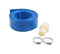 KATSU Tubo flessibile di scarico piatto 10 m x 50 mm, con 2 Clip e Connettore, per Pompe Sommerse e Altre Pompe dell'Acqua, per Laghetti Drenanti, Irrigazione del Giardino, Piscina, Blu 664463