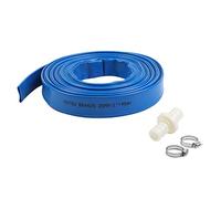 KATSU Tubo flessibile di scarico piatto 20 m x 25 mm, con 2 Clip e Connettore, per Pompe Sommerse e Altre Pompe dell'Acqua, per Laghetti Drenanti, Irrigazione del Giardino, Piscina, Blu 664425