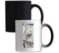 Katsushika Hokusai - Tazza con fiori di ciliegio e aquila che cambia colore, colore: Bianco