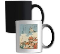 Katsushika Hokusai - Tazza con immagine di cucù e azalee che cambia colore, colore: bianco
