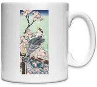 Katsushika Hokusai - Tazza in ceramica bianca con fiori di ciliegio e aquila, colore: Bianco