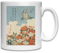 Katsushika Hokusai - Tazza in ceramica bianca, motivo: cucù e azalee