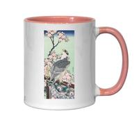 Katsushika Hokusai - Tazza in ceramica per tè e caffè, motivo: fiori di ciliegio e aquila, colore: rosa