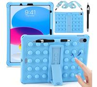 KATUMO Custodia in silicone per iPad A16 11 generazione 2025 11 pollici/iPad 10th generazione 2022 10,9 pollici, custodia protettiva antiurto per bambini con supporto pieghevole, tracolla e pennino