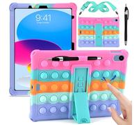 KATUMO Custodia in silicone per iPad A16 11 generazione 2025 11 pollici/iPad 10th generazione 2022 10,9 pollici, custodia protettiva antiurto per bambini con supporto pieghevole, tracolla e pennino
