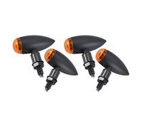 KATUR 4 Pezzi Moto Universale Nero anodizzato Proiettile in Metallo Ambra LED indicatori di direzione per A prilia B MW D ucati H Arley H Onda K awasaki S uzuki Y amaha (Lente Fumo)
