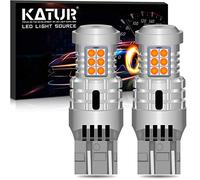 KATUR 7443 T20 992 W21/5W Lampadine a LED Luminoso Eccellente 12pcs 3030 & 8pcs 3020 Chips CANBUS Senza errori Luci di parcheggio di Arresto della Coda del Freno di retromarcia,Giallo ambrato