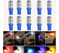 KATUR Lampadine LED T10 194 168 168NA 175 2825 W5W 5050 9-SMD per interni auto, luci targa, luci laterali, retromarcia, cortesia, mappa, luci a LED, DC 12 V, blu ghiaccio, confezione da 10