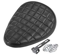 KATUR Sedile Posteriore per Moto Nero Solo Pad Sottosella Pelle Superficie Quadrata Cuscino Impermeabile con Staffa Molla per Harley Yamaha Bobber Chopper Personalizzato