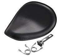 KaTur - Sellino singolo in pelle nera, con kit di staffe di montaggio e molle da 8 mm per Harley Honda Yamaha Kawasaki Suzuki Sportster Bobber Chopper