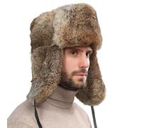 Katutude Cappello da Cacciatore in Pelliccia Sintetica da Uomo Cappello Invernale Russo con paraorecchie Caldo e Accogliente Cappello da Aviatore Antivento per Sci Snowboard e attività Invernali