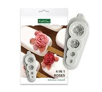 Katy Sue Katy Sue Moulds - Stampo in silicone 4 in 1 a forma di rosa per decorare torte e creazioni artigianali, 4 in 1, per creare 4 rose 3D da utilizzare con fondente, pasta di zucchero e argilla