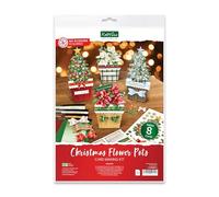 Katy Sue Kit per la creazione di biglietti con vasi di fiori natalizi. Contiene 8 biglietti da 300 g/m², buste, decoupage fustellato 3D, fiocchi di carta, cuscinetti adesivi in schiuma e 2 fogli di