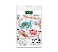 Katy Sue Stampo in silicone a forma di tartaruga e granchio, per decorazione torte a tema mare e mare, 6,5 x 3,5 cm e granchio 2,4 x 3,6 cm, per fondente e argilla secca all'aria