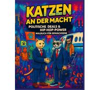 "Katzen an der Macht: Politische Deals & Hip-Hop Power Malbuch für Erwachsene -: 60+ Illustrationen, 8,5 x 11 Zoll, einseitig bedruckt, Geschenk für ... Malbuch für Stressabbau und Achtsamkeit“