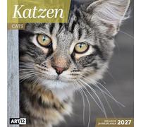 Katzen Broschürenkalender 2027 - 30x30 - Art12 | Niedlicher Tier-Kalender im schlanken Hochformat (aufgeklappt 30x60 cm) | mit Eintrage-Kalendarium