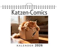 Katzen-Comics: Wandkalender 2026, Kalender DIN A4 quer, Monatskalender im Querformat mit Kalendarium, das perfekte Geschenk