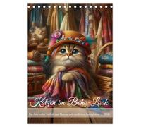 Katzen im Boho-Look - Ein Jahr voller Vielfalt und Charme mit niedlichen Samtpfoten (Tischkalender 2026 DIN A5 hoch), CALVENDO Monatskalender: ... zaubern einen ein Lächeln ins Gesicht
