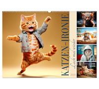 KATZEN-IRONIE Lach mal wieder (Wandkalender 2026 DIN A2 quer), CALVENDO Monatskalender: Samtpfötchen mit amüsanten Sprüchen