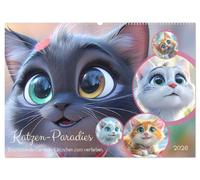 Katzen-Paradies. Entzückende Cartoon-Kätzchen zum verlieben (Wandkalender 2026 DIN A2 quer), CALVENDO Monatskalender: Ein zauberhafter Cartoon-Kalender für alle Katzenliebhaber