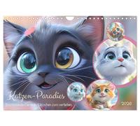 Katzen-Paradies. Entzückende Cartoon-Kätzchen zum verlieben (Wandkalender 2026 DIN A4 quer), CALVENDO Monatskalender: Ein zauberhafter Cartoon-Kalender für alle Katzenliebhaber