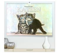 KATZEN PortraiTierART (hochwertiger Premium Wandkalender 2026 DIN A2 quer), Kunstdruck in Hochglanz: Authentische Porträtzeichnungen von Katzen und Kätzchen