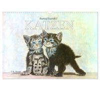 KATZEN PortraiTierART (Wandkalender 2026 DIN A3 quer), CALVENDO Monatskalender: Authentische Porträtzeichnungen von Katzen und Kätzchen