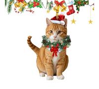 Katzen-Weihnachtsbaumschmuck - 2D-Acryl-Hängedekoration, süßer Tieranhänger mit festlichem Muster | Niedliche Weihnachtsdekoration für Zuhause, Kamin, Garten, Büro, Bauernhaus, Familienfeier, Dekorati