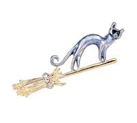 Katzenbrosche Pin - Süßes Katzenmotiv Flying Broom, Metall Emaille Lapel Schmuck, Kreativ Rucksack Accessoire | Stilvolle Fliege Besen Formklammern For Kleidung Dating Einkaufstaschen Geschenk Einsatz