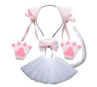Katzenohren und Schwanz Set Kinder | -Tierkostüm mit Katzenohren-Aus Plüschmaterial Schwanz, Tutu,-Tierkostüm für Bühnenauftritte, Cosplay-Party, Kinder, Ostern, Cosplay, Geburtstag