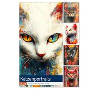 Katzenportraits. Moderne Samtpfoten-Kunst (Wandkalender 2026 DIN A2 hoch), CALVENDO Monatskalender: Kunstvolle Katzenportraits zeigen die Schönheit unserer felinen Freunde