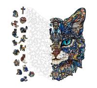 Katzenpuzzle. Herausfordernde Katzen-Tischdekoration aus Holz