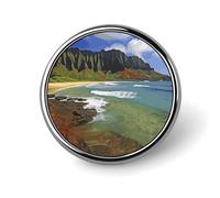 Kauai Hawaii Seashore distintivo rotondo in metallo personalizzato spilla da bavero adatta per abbigliamento, borse, cappello, spilla stampata umoristica, decorazione per feste, accessori per uomini e