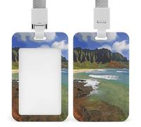 Kauai Hawaii Seashore porta badge con cordino, cordino staccabile, custodia protettiva verticale per carta d'identità, porta badge multiuso per ufficio, insegnanti, infermieri