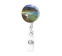 Kauai Hawaii Seashore - Porta badge retrattile con clip, porta badge, carino, porta badge identificativo, per donne e uomini