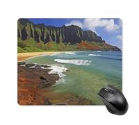 Kauai Hawaii Seashore - Tappetino per mouse da scrivania con base in gomma antiscivolo, tappetino per mouse quadrato, tappetino da scrivania per laptop, ufficio, accessori regalo, 18 x 22 cm