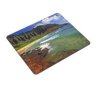 Kauai Hawaii Seashore - Tappetino per mouse quadrato per computer, con bordi cuciti, con base antiscivolo, tappetino per mouse da gioco, grande, lavabile, per casa e ufficio, 25,4 x 30,5 cm