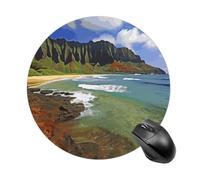 Kauai Hawaii Seashore Tappetino per mouse rotondo, impermeabile, antiscivolo, in gomma, tappetino per mouse divertente, 19,8 x 19,8 cm, per computer, laptop, accessori da scrivania da ufficio