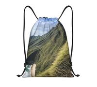 Kauai Hawaii Seashore Titolo: Borsone leggero con coulisse - Sacca da palestra pieghevole impermeabile con tracolla regolabile, ideale per sport, yoga, viaggi e scuola, Nero , M