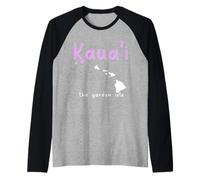 Kauai Hawaii The Garden Isle Surf Hawaiian Souvenir Surfer Maglia con Maniche Raglan
