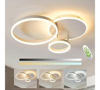 KAUCQI Plafoniera LED 65CM Lampada da Soffitto Lampadario Camera da Letto 3000K-6000K Moderna Dimmerabile Lampadario,Luci con Telecomando 54W 5400lm Salone da Tre Cerchi