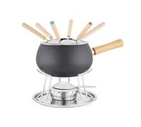 SET FONDUTA 12 PEZZI BOURGUIGNONNE EVA NERO OPACO 6 FORCHETTE MANICO LEGNO