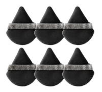 Kaufibre Soffio morbido per cipria a triangolo, 6 spugnette per fondotinta cosmetico, strumento per trucco bagnato e asciutto, strumento per cipria in polvere minerale, A-nero