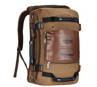 KAUKKO Borsa a tracolla vintage in pelle di tela da uomo, cachi, Taglia unica, Zainetto