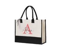 kaululu Borsa da Spiaggia Personalizzata per Donna Tote Bag Borsa Shopping in TelaGrande Borsa da Viaggio per Damigelle Regali Personalizzati per Fidanzamento Matrimonio (D)