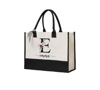 kaululu Borsa da Spiaggia Personalizzata per Donna Tote Bag Borsa Shopping in TelaGrande Borsa da Viaggio per Damigelle Regali Personalizzati per Fidanzamento Matrimonio (C)