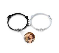 Kaululu Bracciale con Proiezione Foto Personalizzata per Coppia - Bracciale con Incisione e Foto Interno per Donne, Uomini e Amici - Regalo di Amicizia Gioielli