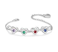 kaululu Bracciale Donna Personalizzato con Nomi Incisi Bracciale a Cuore con Pietre Portafortuna per Mamma, Moglie, Nonna, Regali Gioielli Donna, Natale, Festa della mamma