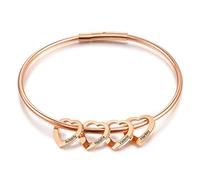 kaululu Bracciale Personalizzato Donna con 6 Famiglia BFF nomi Ciondolo Cuore Personalizzabile Incisione Nome Braccialetto Gioielli per Mamma Sorelle Idee Regalo di Compleanno (Rosegold)